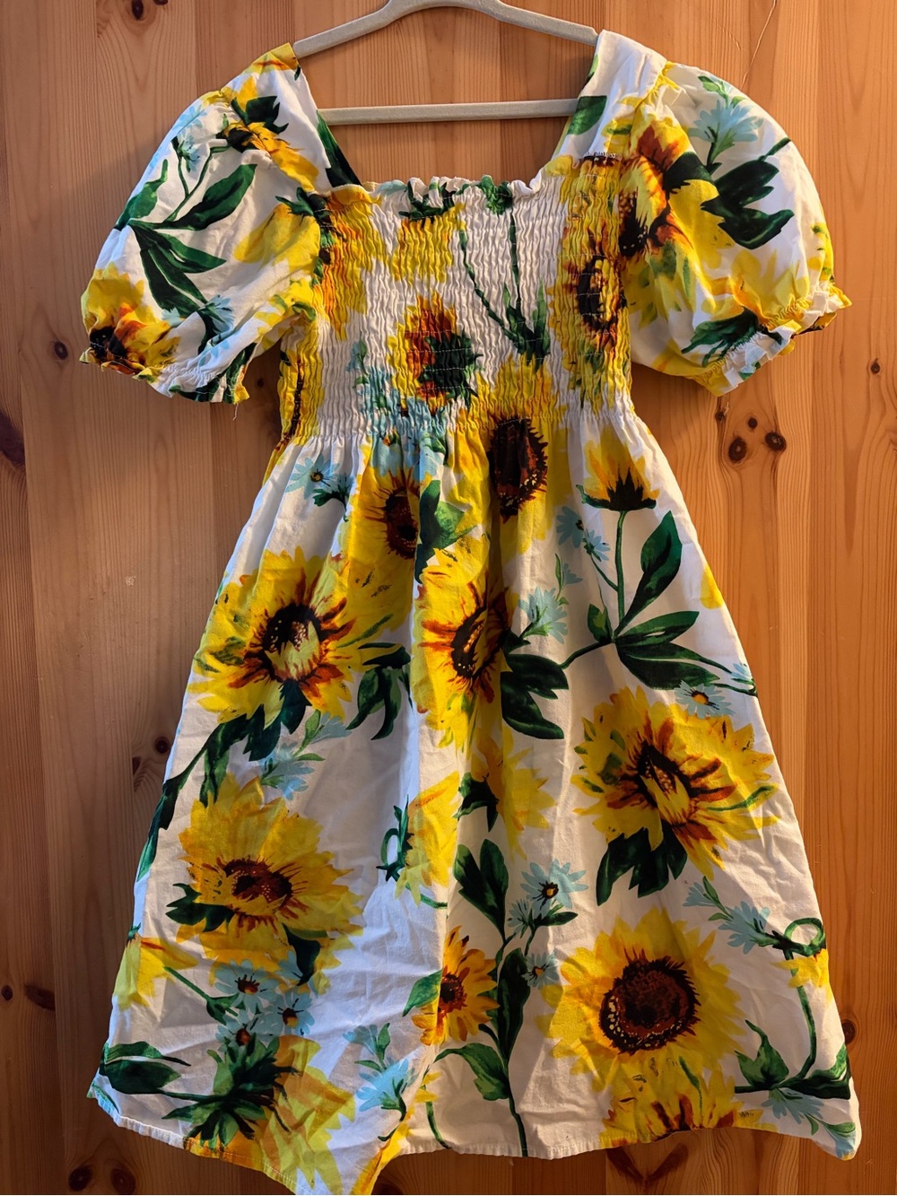 Girls' Yellow Sunflower Smocked Dress